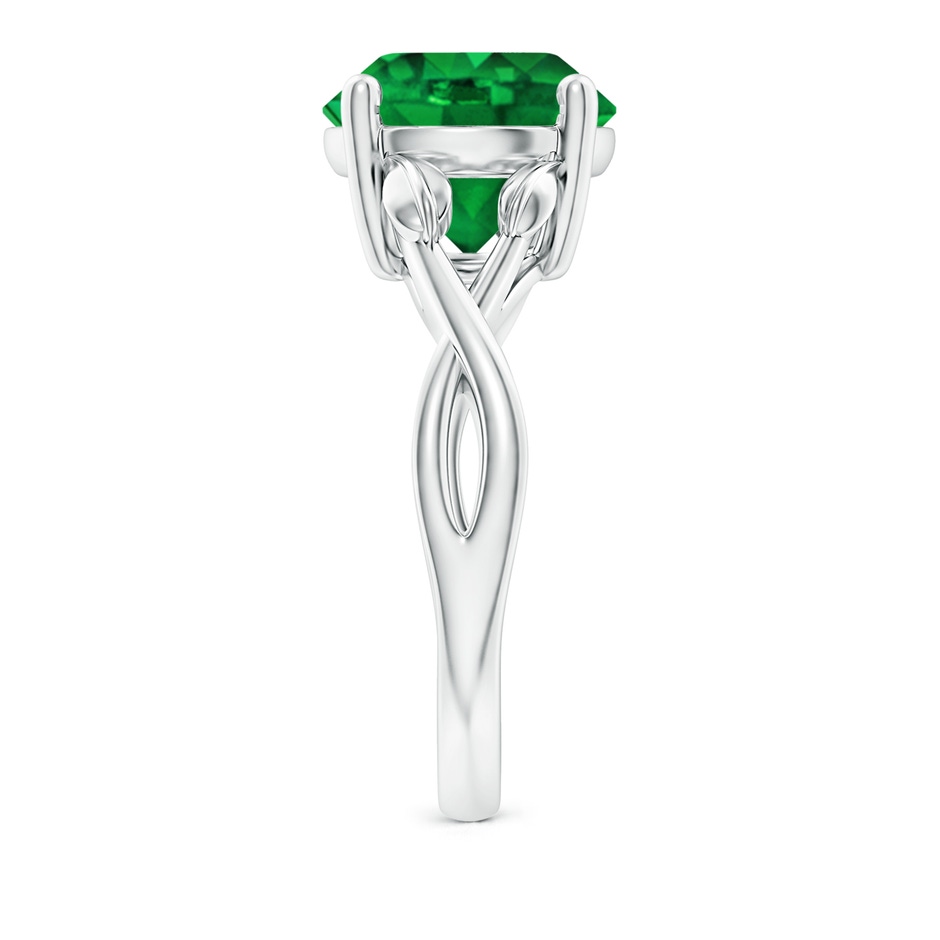 10mm AAAA Nature Inspired Emerald Crossover Ring with Leaf Motifs in White Gold side 299