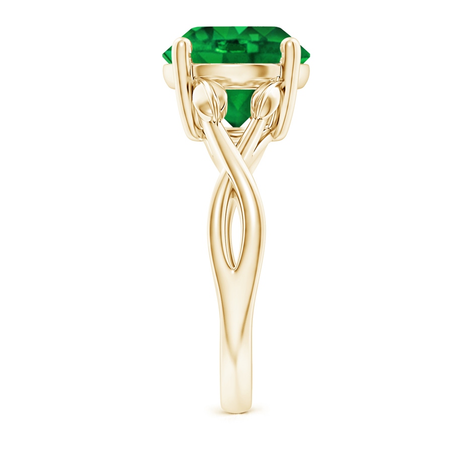 10mm AAAA Nature Inspired Emerald Crossover Ring with Leaf Motifs in Yellow Gold side 299