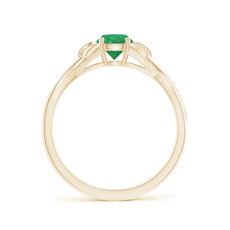 5mm A Nature Inspired Emerald Crossover Ring with Leaf Motifs in 10K Yellow Gold side 199
