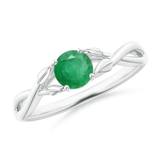 5mm A Nature Inspired Emerald Crossover Ring with Leaf Motifs in P950 Platinum