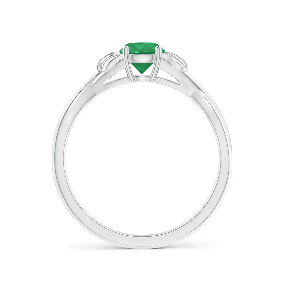 5mm A Nature Inspired Emerald Crossover Ring with Leaf Motifs in White Gold side 199