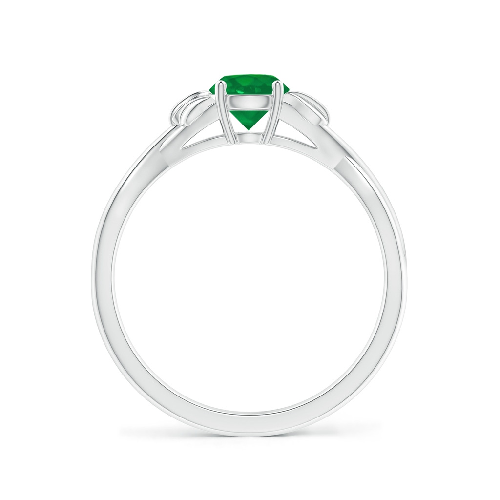 5mm AA Nature Inspired Emerald Crossover Ring with Leaf Motifs in P950 Platinum Side 199