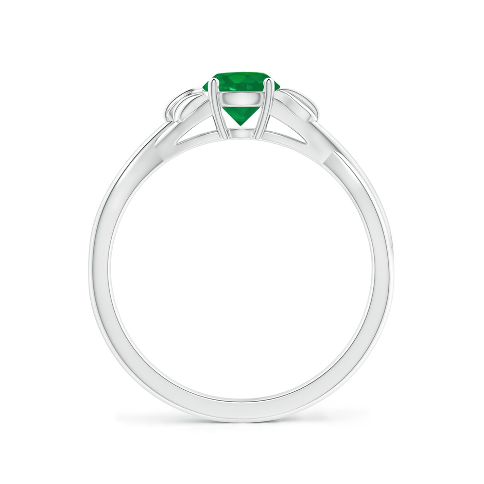 5mm AA Nature Inspired Emerald Crossover Ring with Leaf Motifs in P950 Platinum side 199