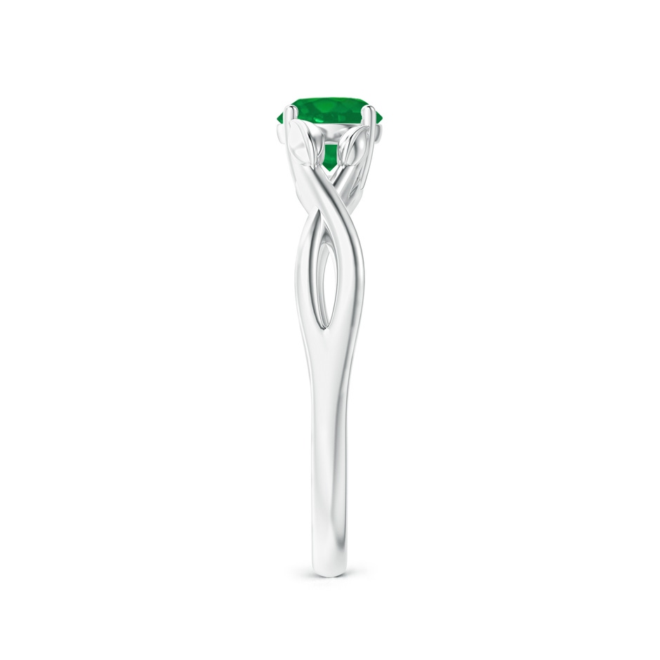 5mm AA Nature Inspired Emerald Crossover Ring with Leaf Motifs in P950 Platinum side 299