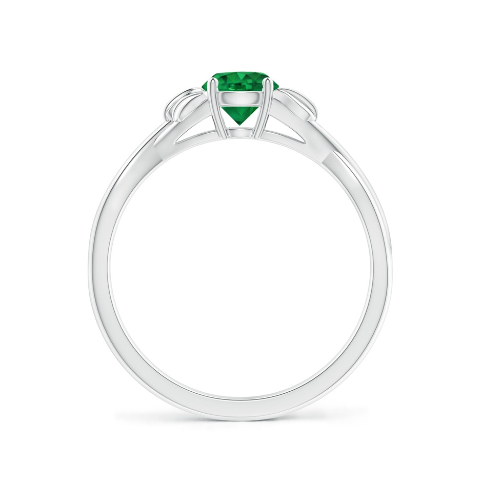 5mm AAA Nature Inspired Emerald Crossover Ring with Leaf Motifs in P950 Platinum side 199