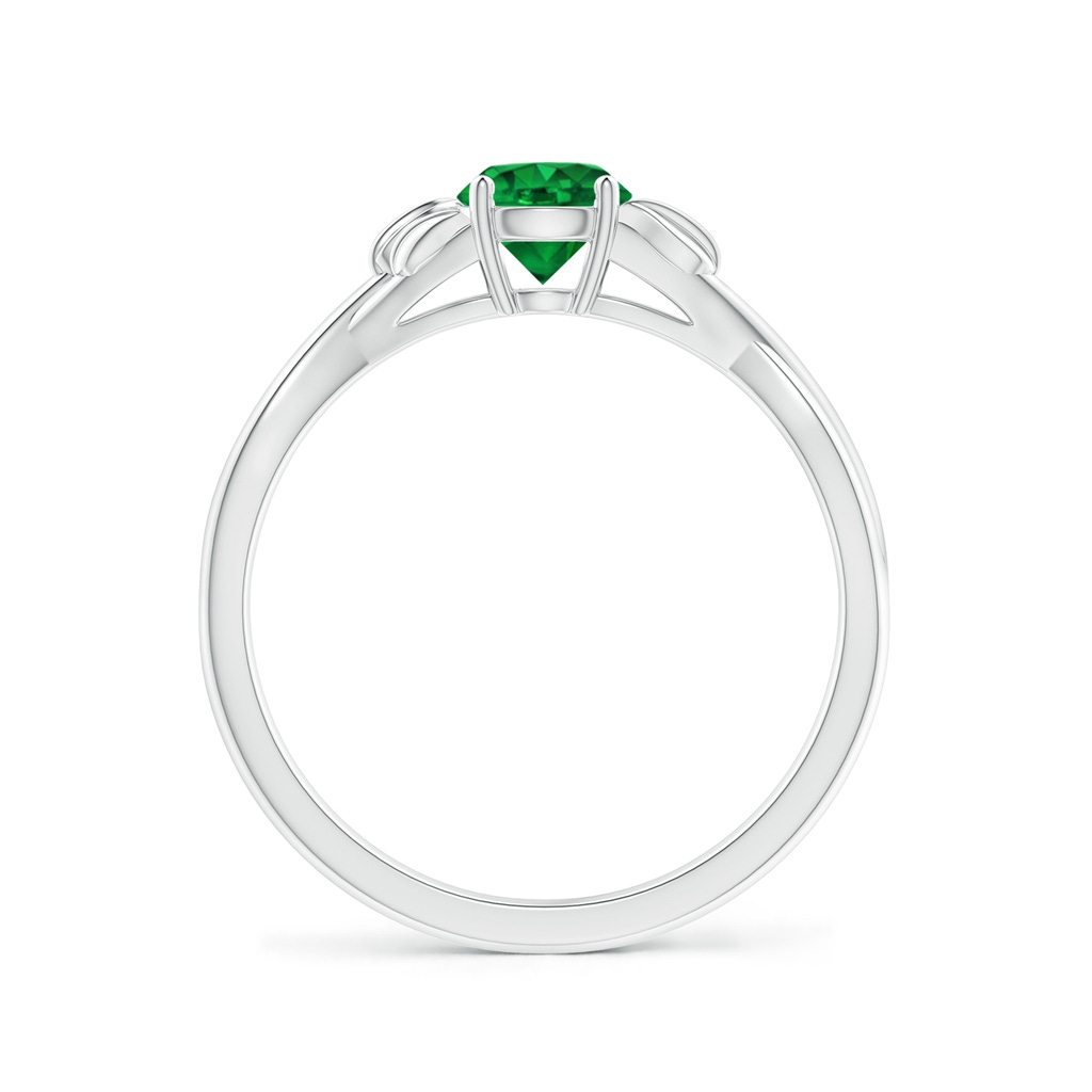 5mm AAAA Nature Inspired Emerald Crossover Ring with Leaf Motifs in P950 Platinum - side 199