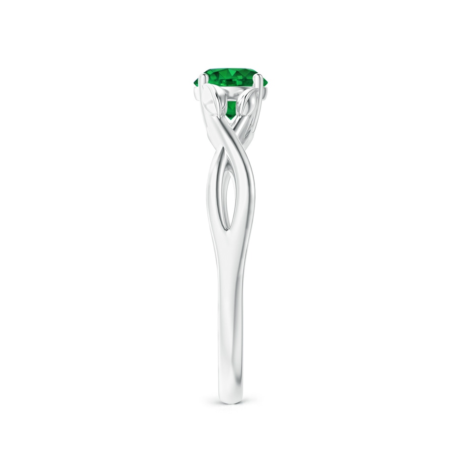 5mm AAAA Nature Inspired Emerald Crossover Ring with Leaf Motifs in P950 Platinum side 299