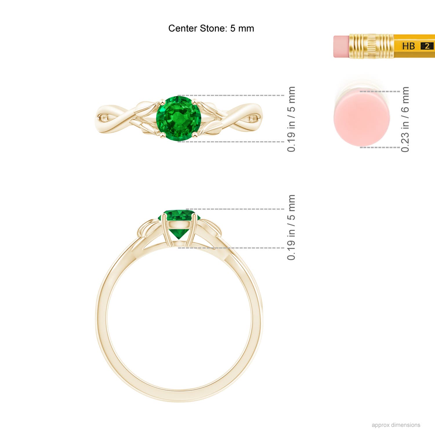 AAAA - Emerald / 0.45 CT / 14 KT Yellow Gold