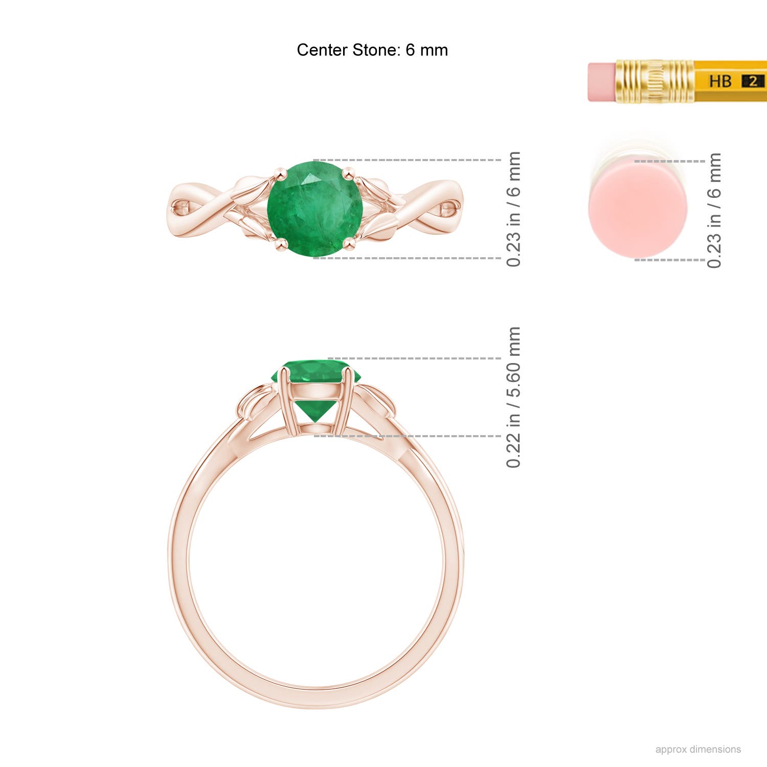 A - Emerald / 0.75 CT / 14 KT Rose Gold