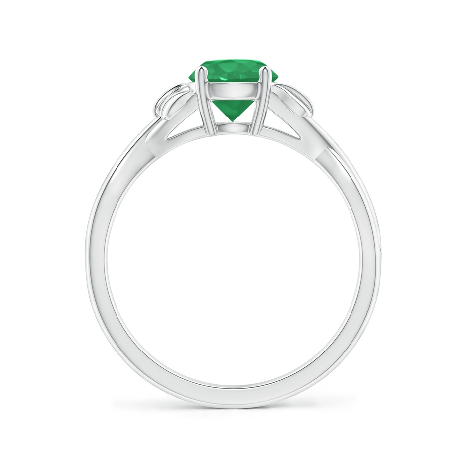 6mm A Nature Inspired Emerald Crossover Ring with Leaf Motifs in White Gold side 199