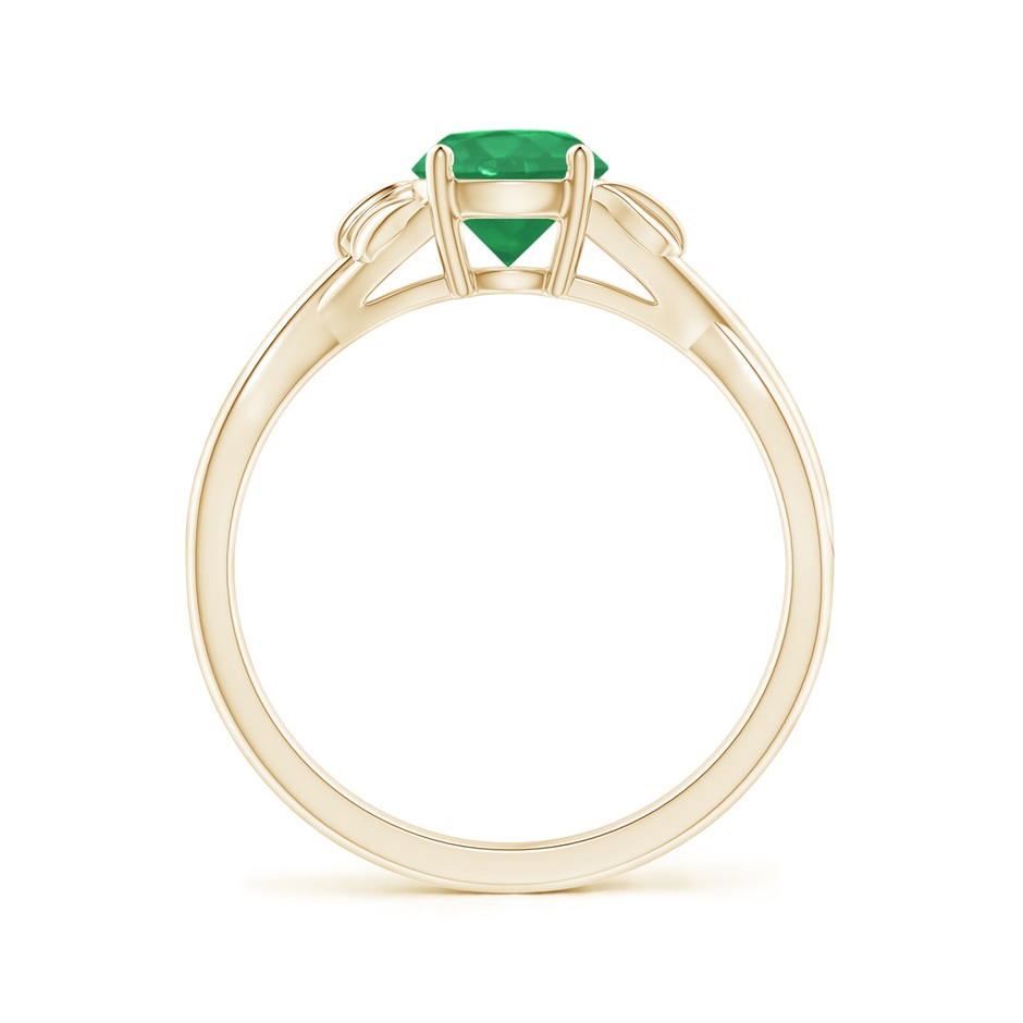 6mm A Nature Inspired Emerald Crossover Ring with Leaf Motifs in Yellow Gold side 199