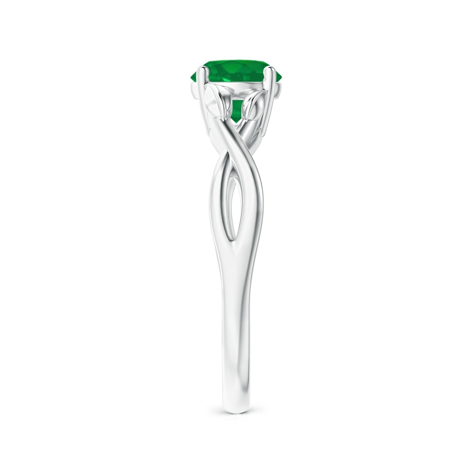 6mm AA Nature Inspired Emerald Crossover Ring with Leaf Motifs in P950 Platinum side 299