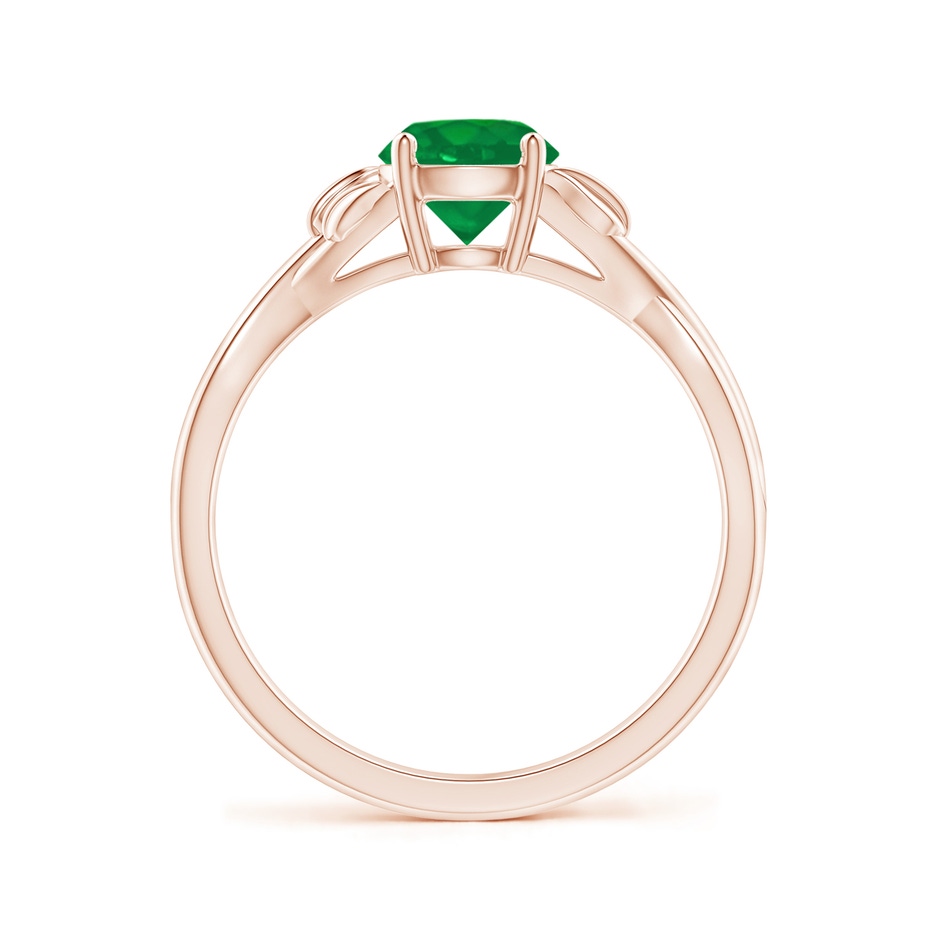 6mm AA Nature Inspired Emerald Crossover Ring with Leaf Motifs in Rose Gold side 199