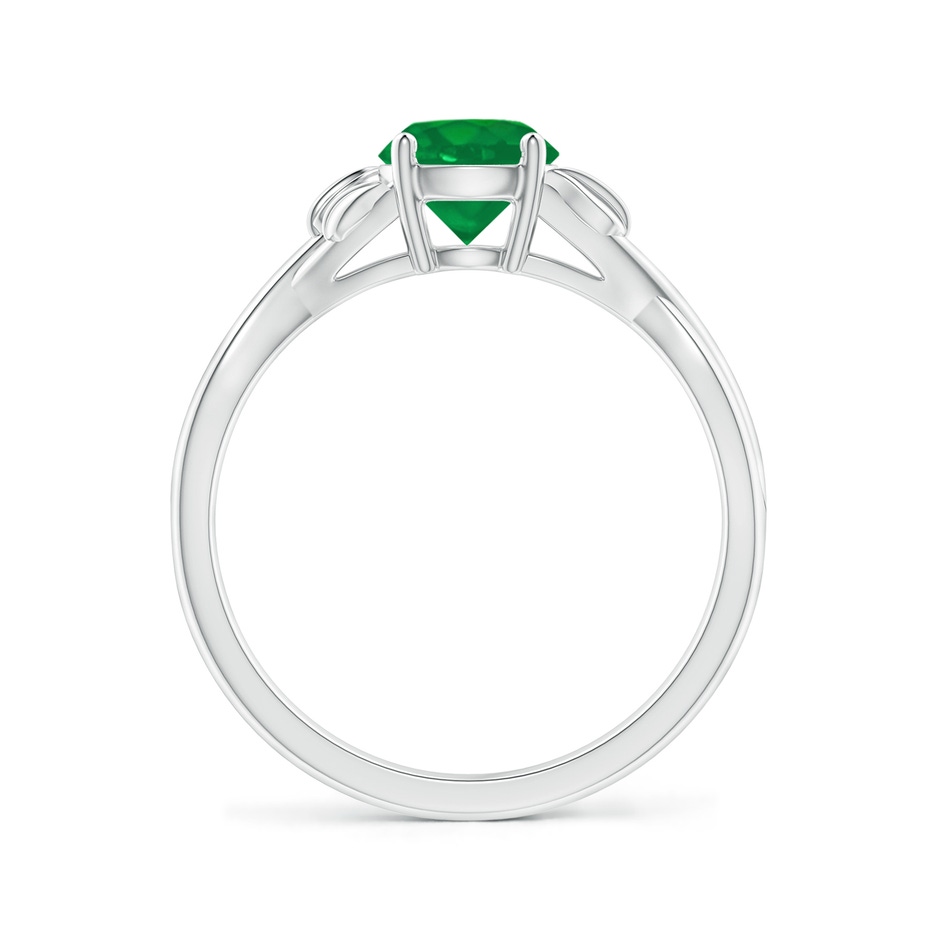 6mm AA Nature Inspired Emerald Crossover Ring with Leaf Motifs in White Gold side 199