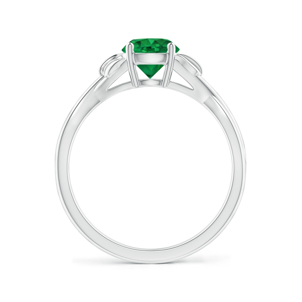 6mm AAA Nature Inspired Emerald Crossover Ring with Leaf Motifs in P950 Platinum Side 199