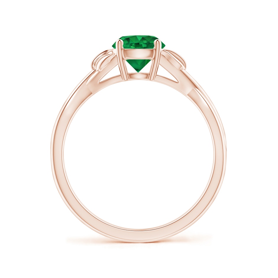 6mm AAA Nature Inspired Emerald Crossover Ring with Leaf Motifs in Rose Gold side 199