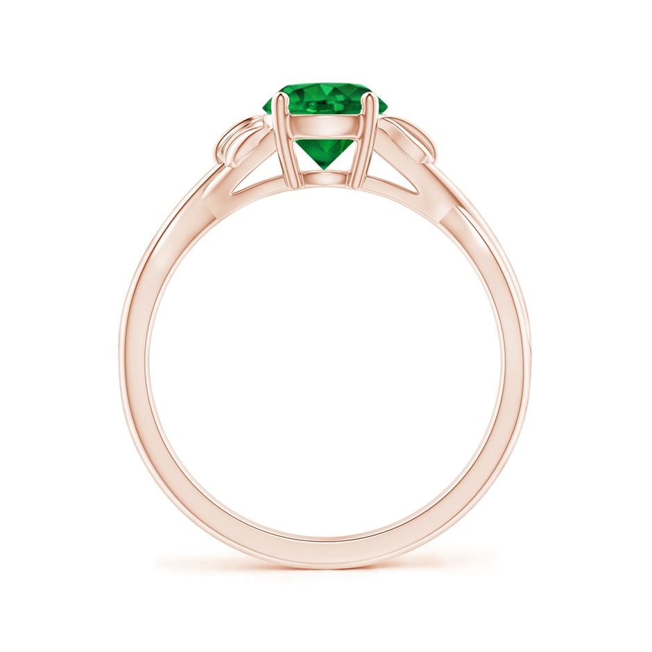 6mm AAAA Nature Inspired Emerald Crossover Ring with Leaf Motifs in Rose Gold side 199