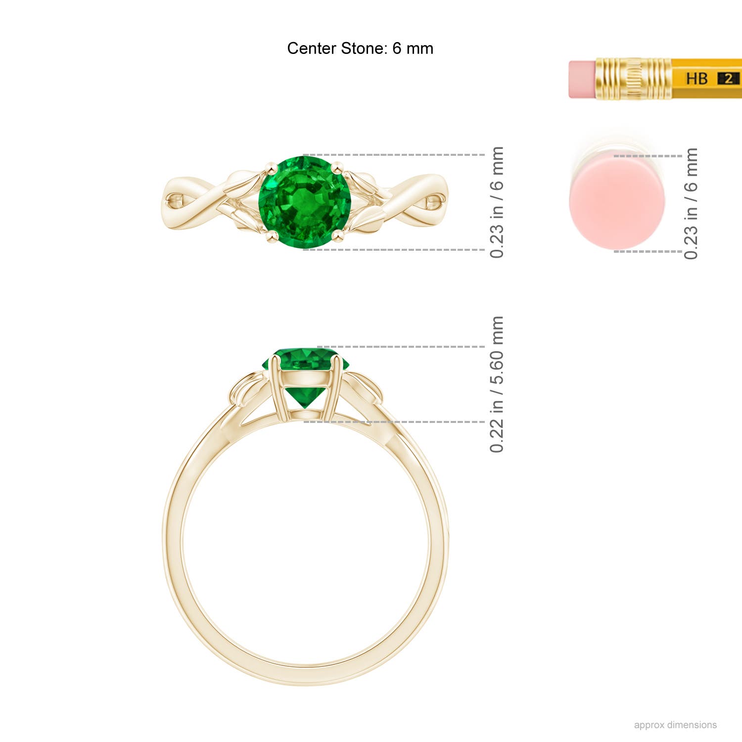 AAAA - Emerald / 0.75 CT / 14 KT Yellow Gold