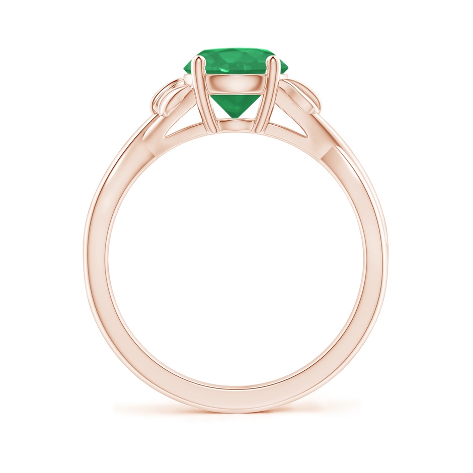 7mm A Nature Inspired Emerald Crossover Ring with Leaf Motifs in Rose Gold side 199