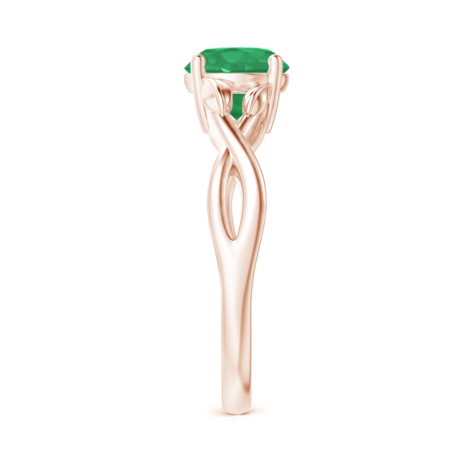 7mm A Nature Inspired Emerald Crossover Ring with Leaf Motifs in Rose Gold side 299