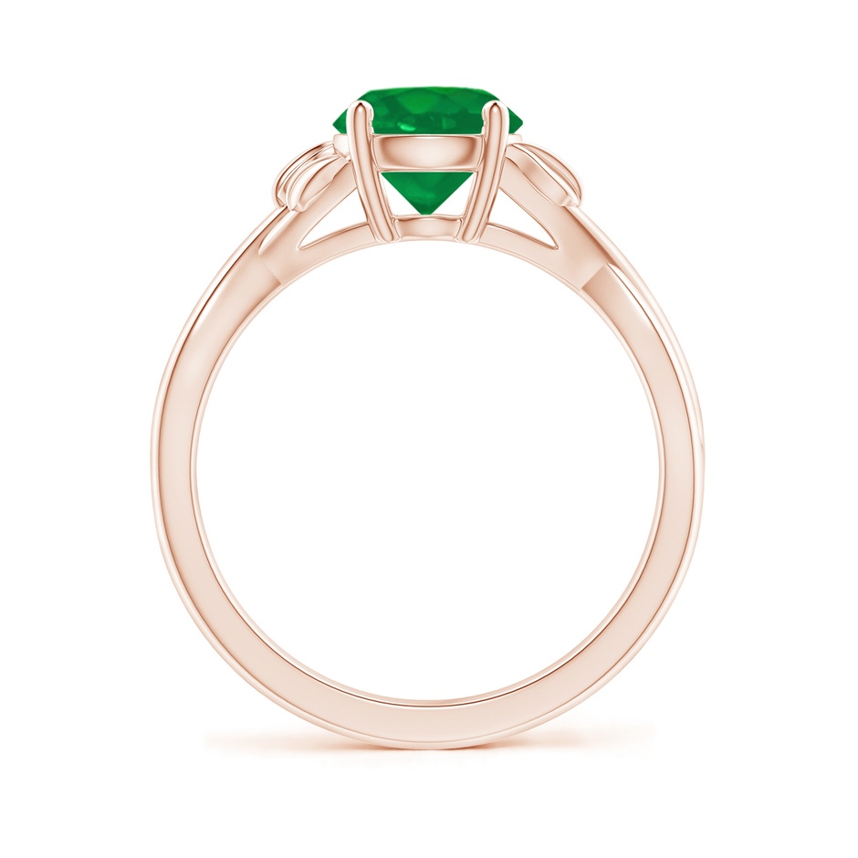 7mm AA Nature Inspired Emerald Crossover Ring with Leaf Motifs in Rose Gold side 199