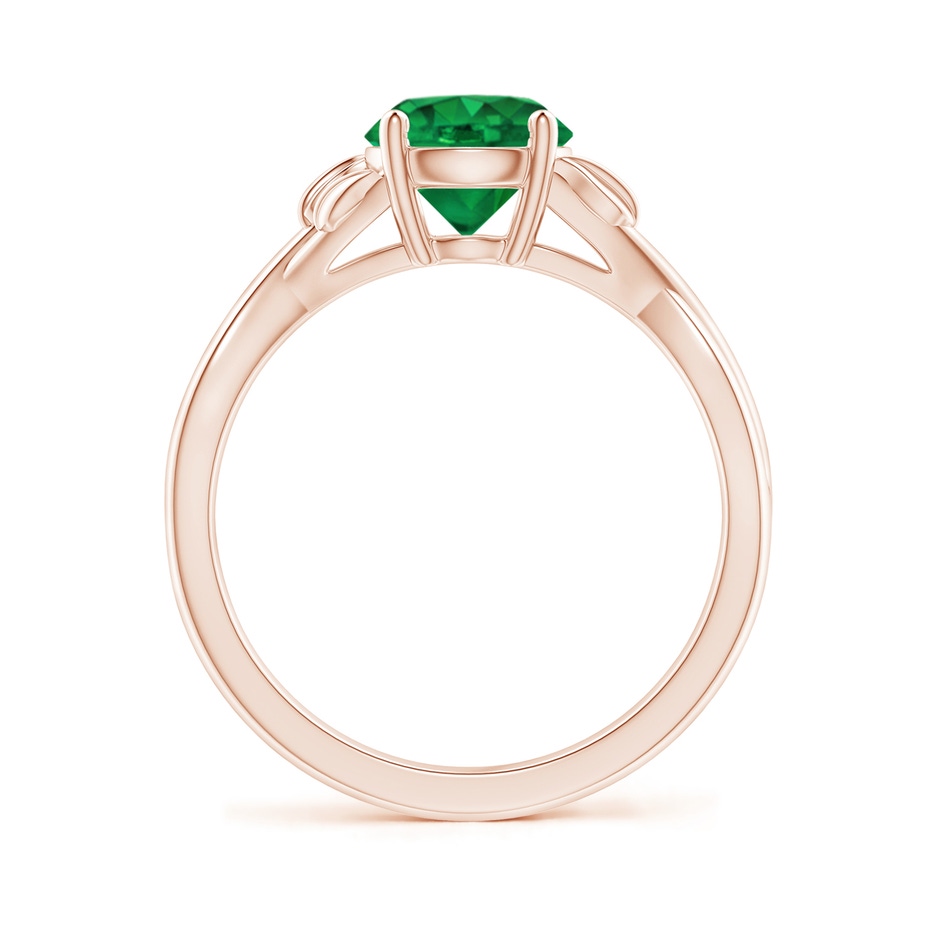 7mm AAA Nature Inspired Emerald Crossover Ring with Leaf Motifs in Rose Gold side 199