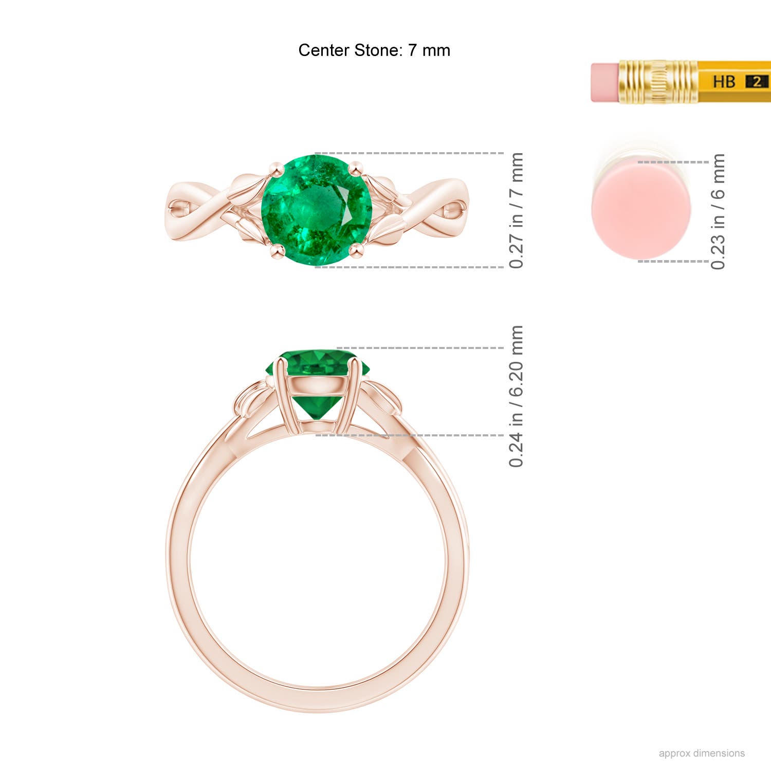 AAA - Emerald / 1.2 CT / 14 KT Rose Gold