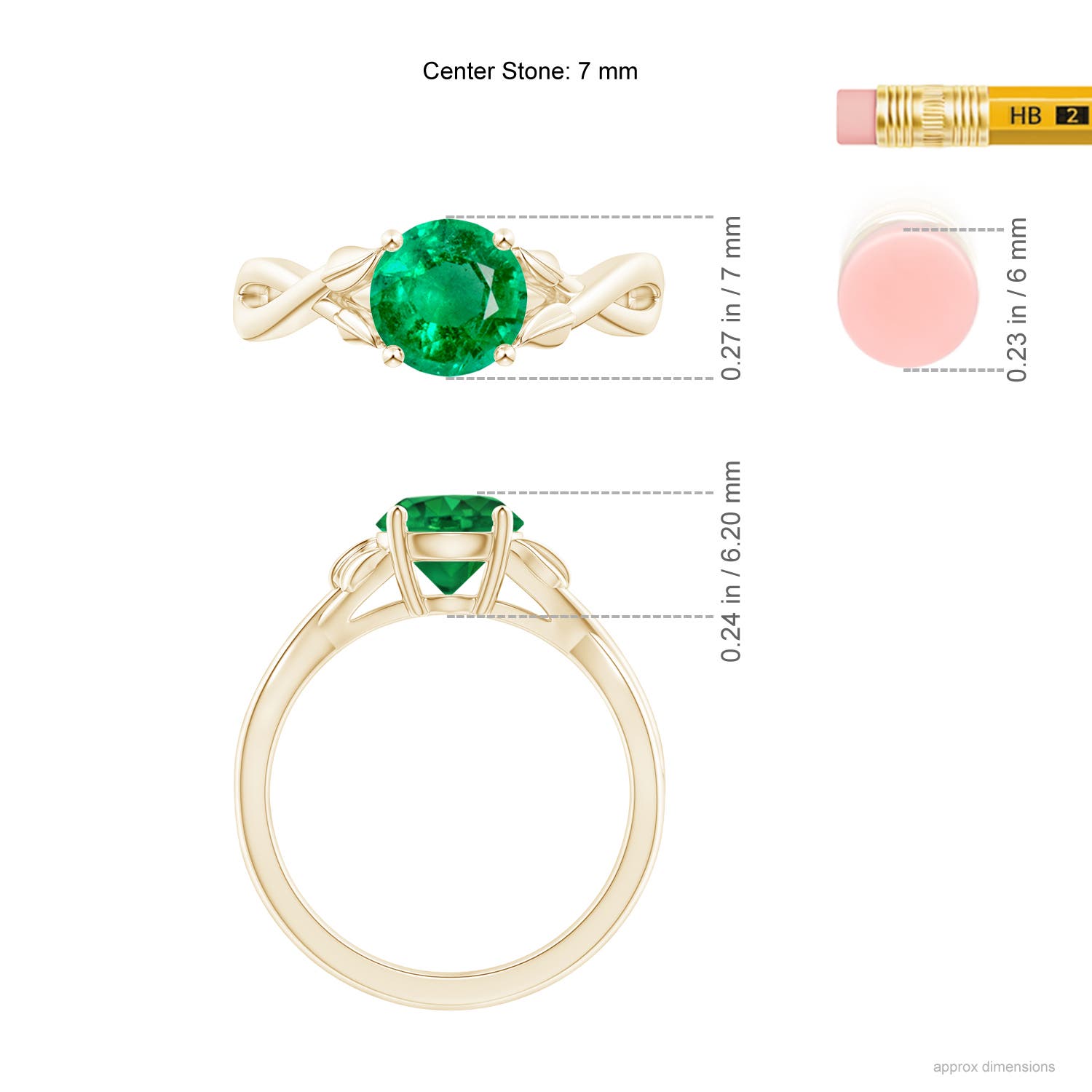 AAA - Emerald / 1.2 CT / 14 KT Yellow Gold