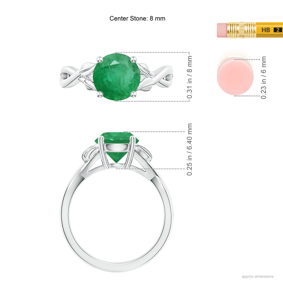 8mm A Nature Inspired Emerald Crossover Ring with Leaf Motifs in P950 Platinum ruler