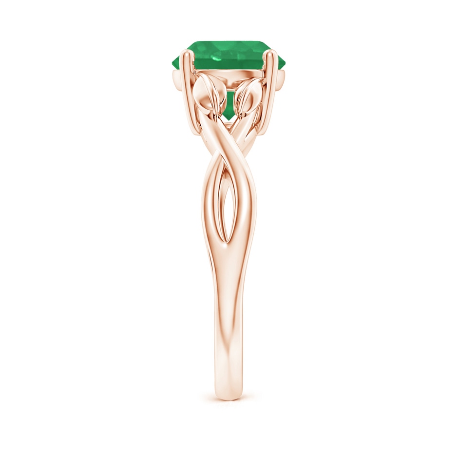 8mm A Nature Inspired Emerald Crossover Ring with Leaf Motifs in Rose Gold side 299