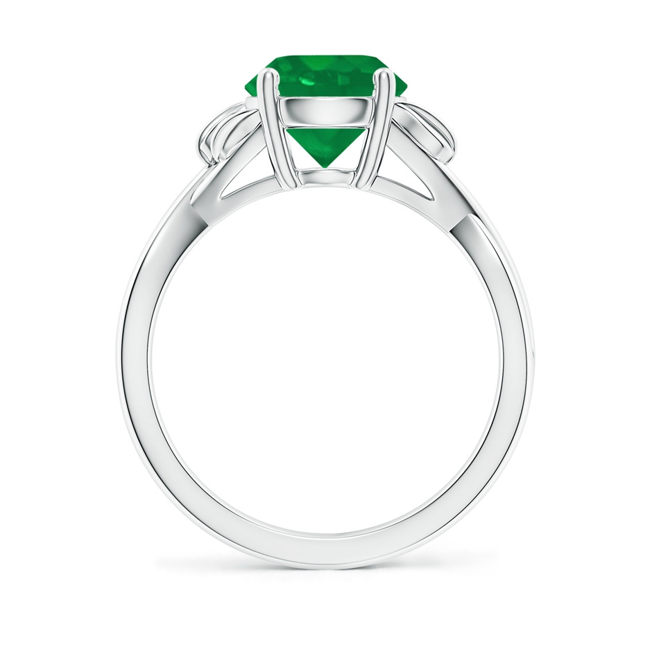 8mm AA Nature Inspired Emerald Crossover Ring with Leaf Motifs in P950 Platinum side 199