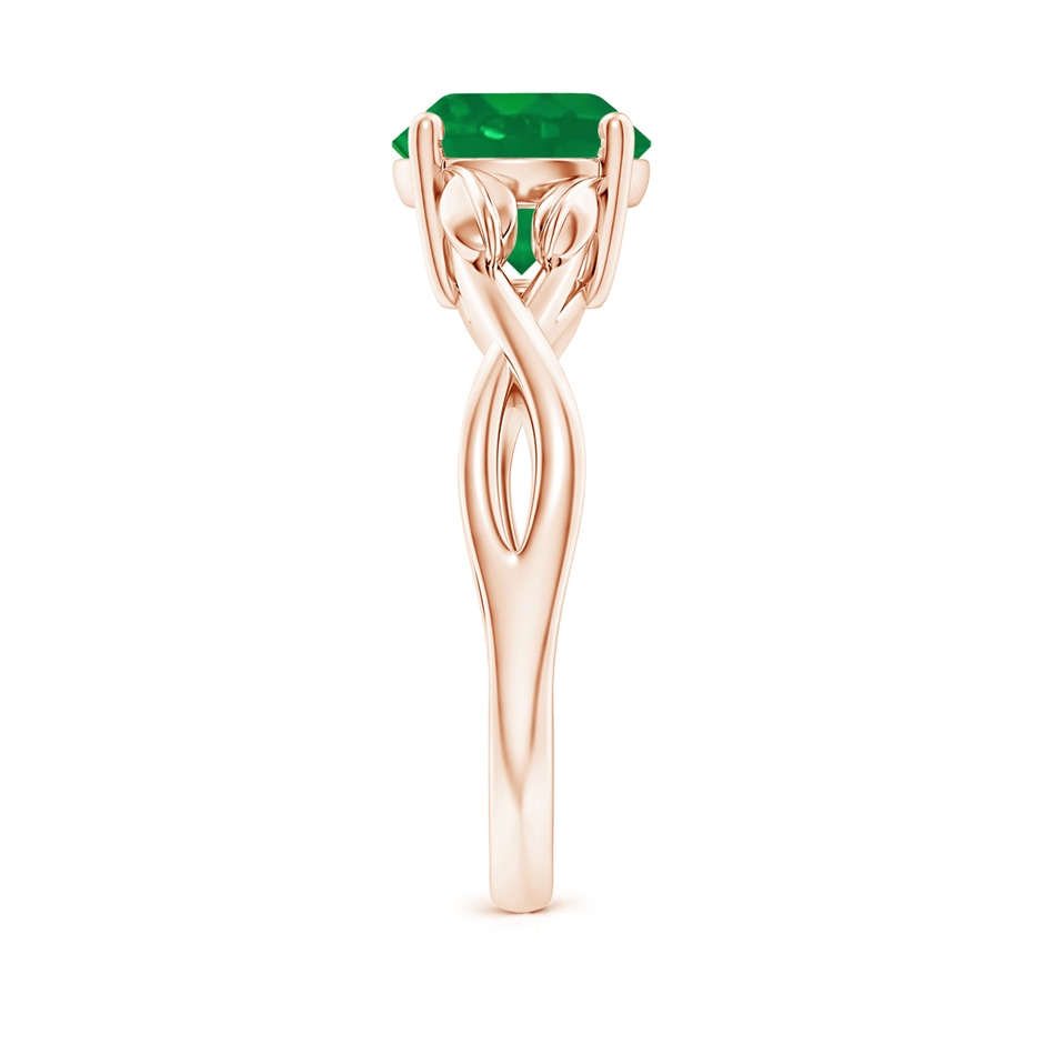 8mm AA Nature Inspired Emerald Crossover Ring with Leaf Motifs in Rose Gold side 299