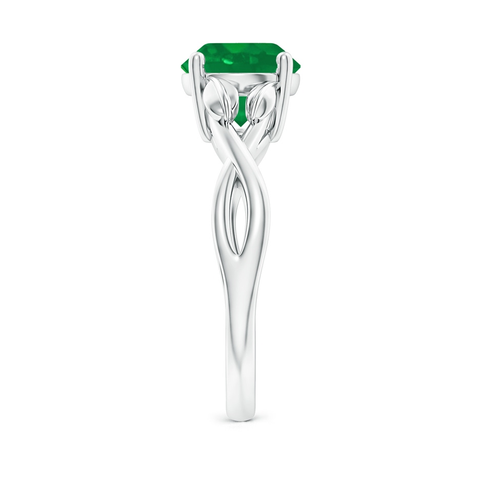 8mm AA Nature Inspired Emerald Crossover Ring with Leaf Motifs in White Gold side 299