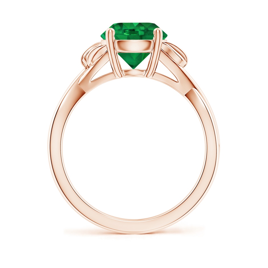 8mm AAA Nature Inspired Emerald Crossover Ring with Leaf Motifs in Rose Gold side 199
