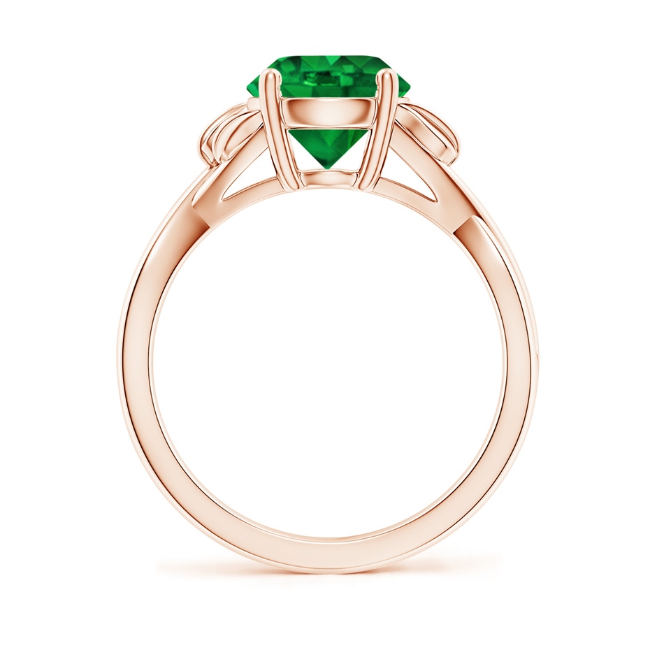 8mm AAAA Nature Inspired Emerald Crossover Ring with Leaf Motifs in 9K Rose Gold side 199