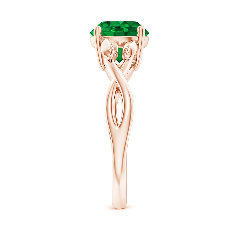 8mm AAAA Nature Inspired Emerald Crossover Ring with Leaf Motifs in 9K Rose Gold side 299