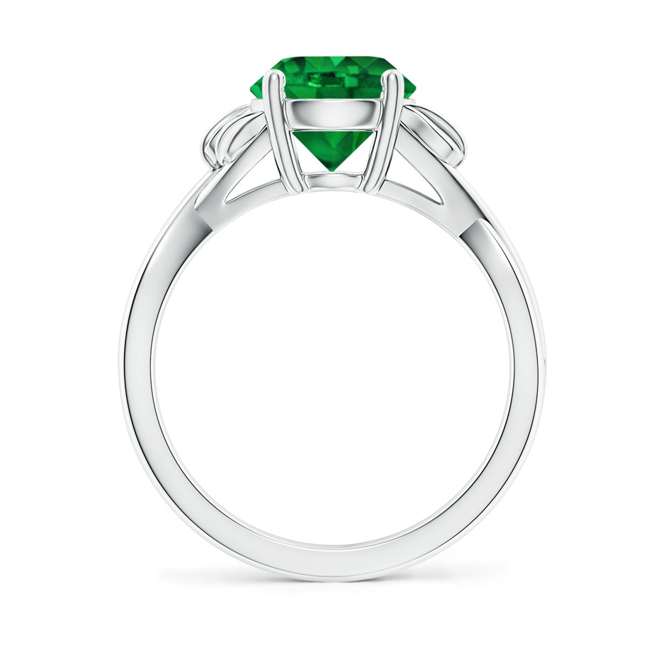8mm AAAA Nature Inspired Emerald Crossover Ring with Leaf Motifs in P950 Platinum side 199