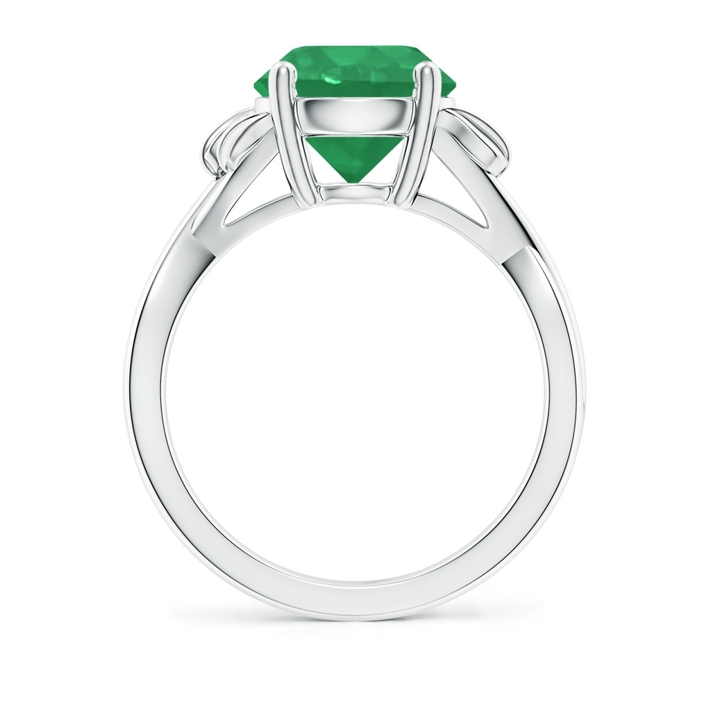 9mm A Nature Inspired Emerald Crossover Ring with Leaf Motifs in P950 Platinum Side 199