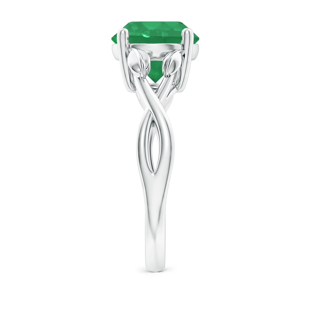 9mm A Nature Inspired Emerald Crossover Ring with Leaf Motifs in P950 Platinum Side 299