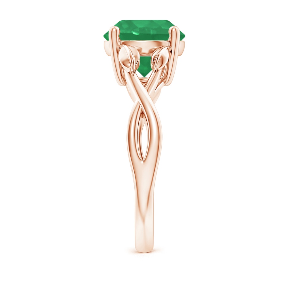 9mm A Nature Inspired Emerald Crossover Ring with Leaf Motifs in Rose Gold side 299
