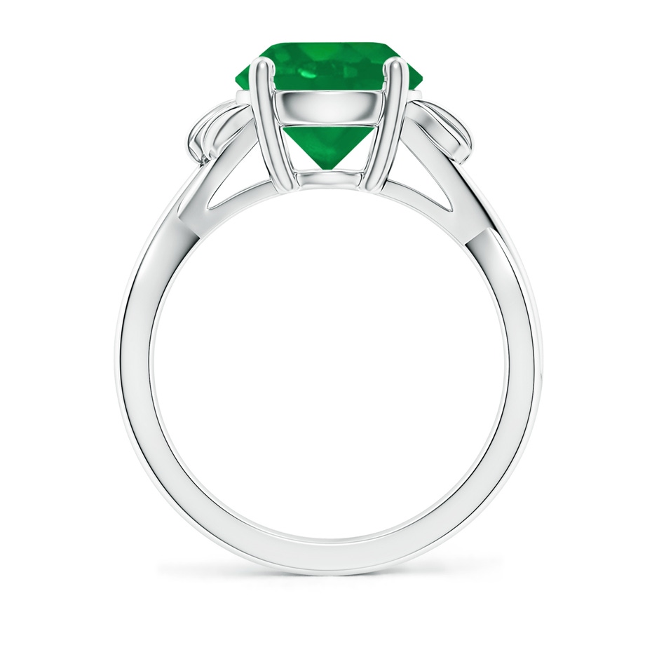 9mm AA Nature Inspired Emerald Crossover Ring with Leaf Motifs in P950 Platinum side 199