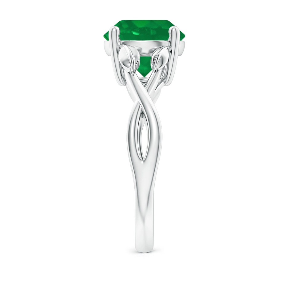 9mm AA Nature Inspired Emerald Crossover Ring with Leaf Motifs in P950 Platinum side 299