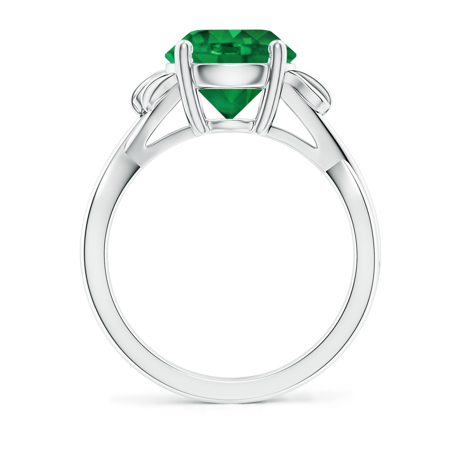 9mm AAA Nature Inspired Emerald Crossover Ring with Leaf Motifs in P950 Platinum side 199