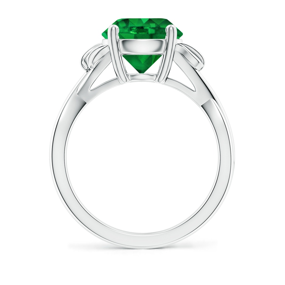 9mm AAAA Nature Inspired Emerald Crossover Ring with Leaf Motifs in P950 Platinum side 199