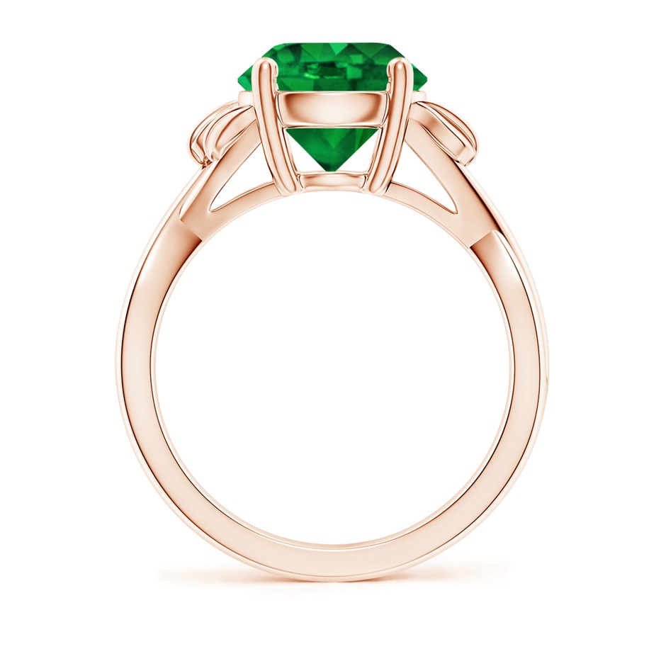 9mm AAAA Nature Inspired Emerald Crossover Ring with Leaf Motifs in Rose Gold side 199