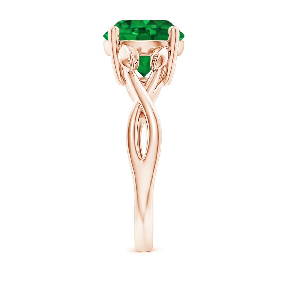 9mm AAAA Nature Inspired Emerald Crossover Ring with Leaf Motifs in Rose Gold side 299