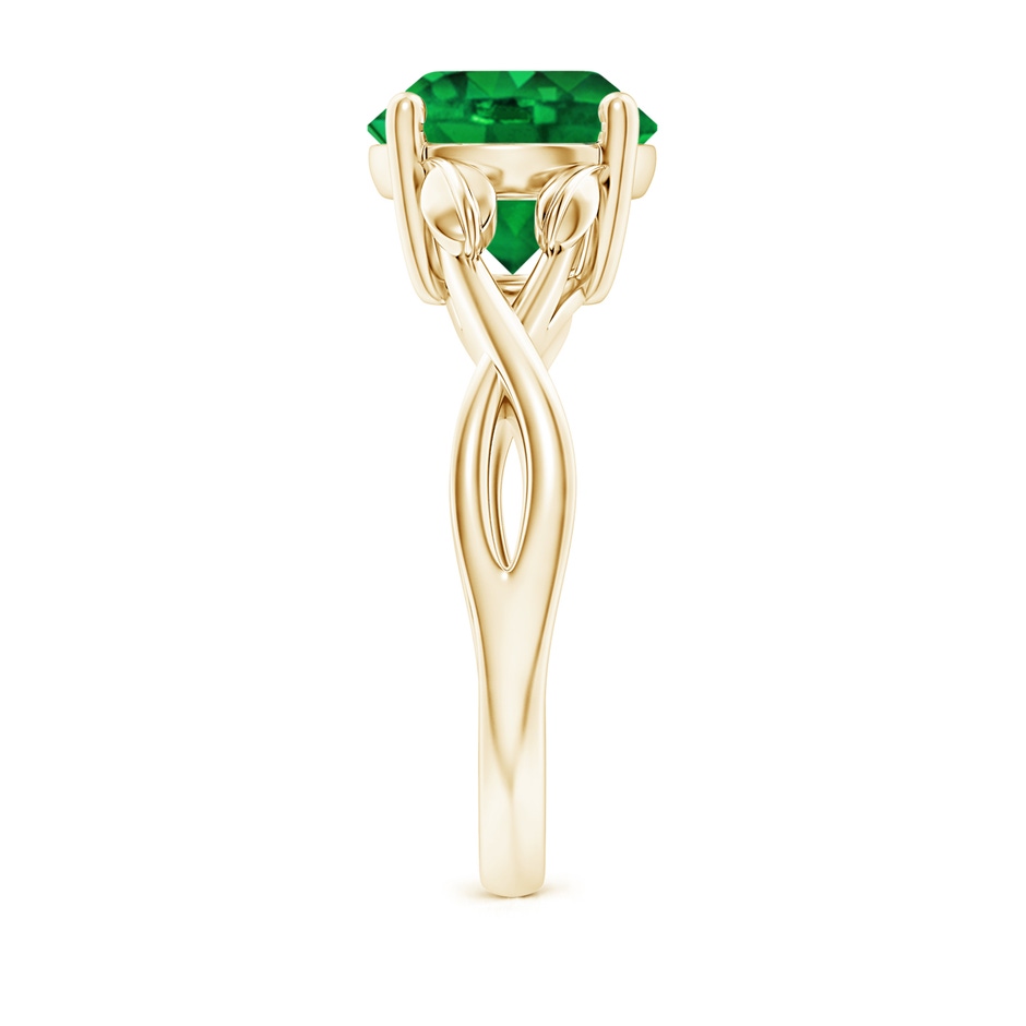 9mm AAAA Nature Inspired Emerald Crossover Ring with Leaf Motifs in Yellow Gold side 299