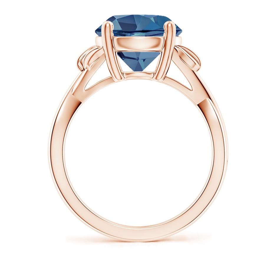 10mm A Nature Inspired London Blue Topaz Crossover Ring with Leaf Motifs in Rose Gold side 199