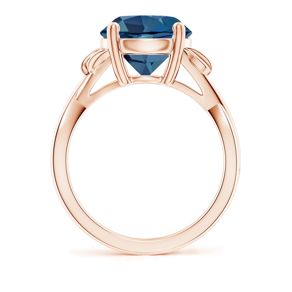 10mm AA Nature Inspired London Blue Topaz Crossover Ring with Leaf Motifs in Rose Gold side 199