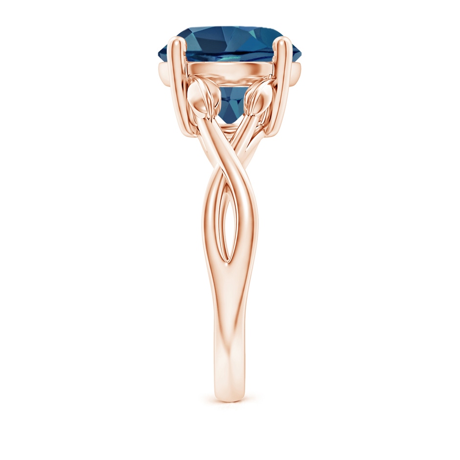 10mm AA Nature Inspired London Blue Topaz Crossover Ring with Leaf Motifs in Rose Gold side 299